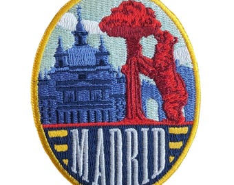 Madrid Spagna Toppa da viaggio 3" Ricamata Termoadesiva Cucita Distintivo Souvenir Bandiera Città Paese