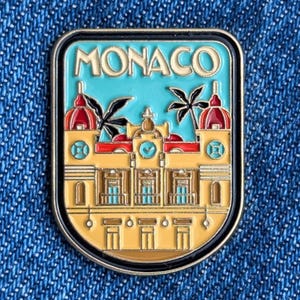 Monaco 1.25" Enamel Pin Travel Badge Pinback Golden Lapel City Country Flag