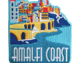 Écusson de voyage Côte amalfitaine Italie 3" brodé fer à coudre insigne souvenir appliqué motif
