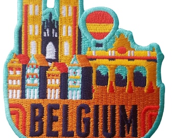 Belgium 3" Travel Patch Embroidered Iron on Sew Badge Souvenir Applique Motif