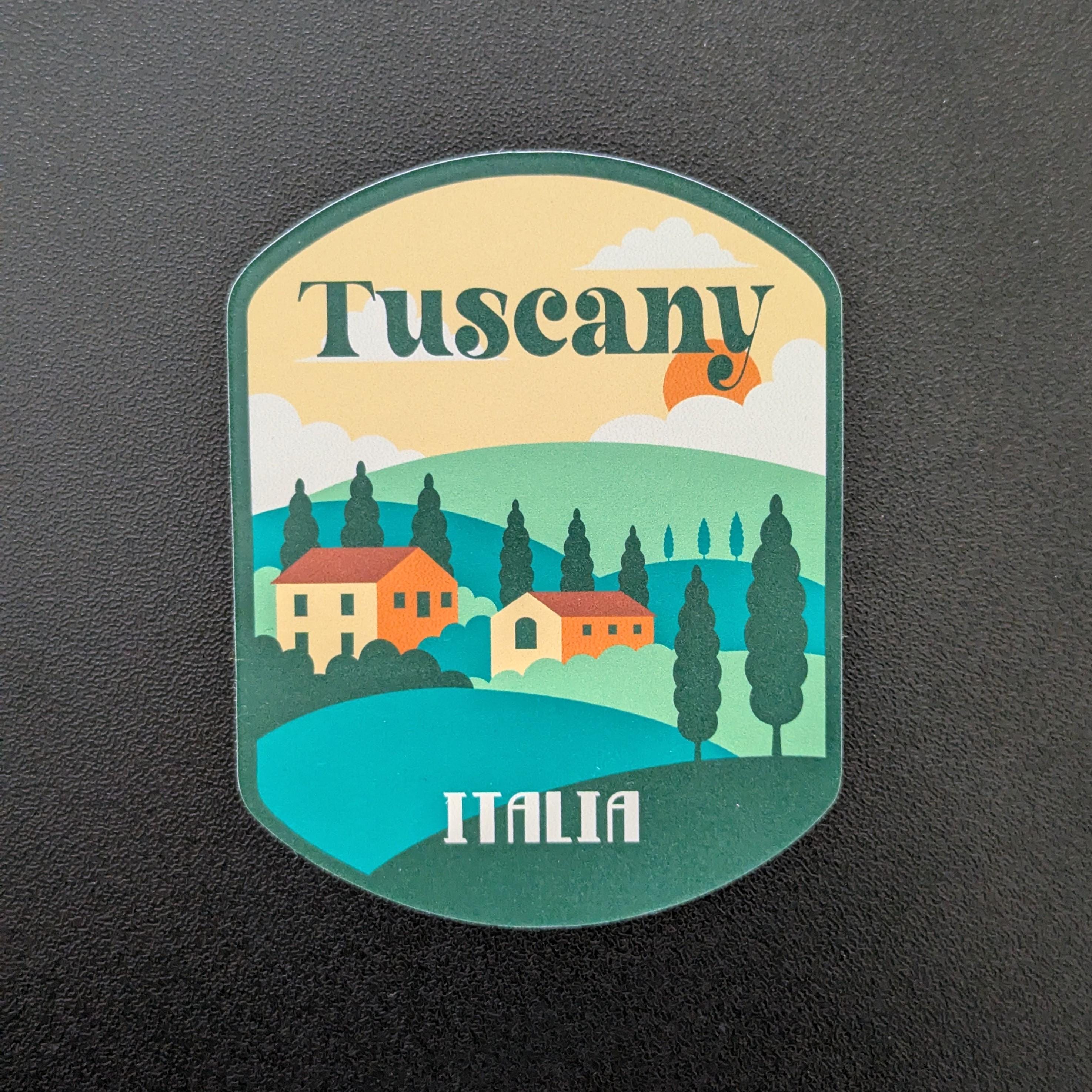 Tuscany Italy 3" Vinyl Sticker Decal for Luggage, Waterbottle Laptop Scrapbook Travel Journal Notebook Gift Flag Diary City Country Travel
