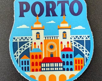 Porto Portugal 3" vinylsticker, plakboek sticker bagage bidon laptop reizen vlag stad land