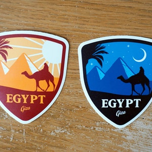 Giza Egypt Vinyl Sticker Decal Luggage Laptop Notebook Journal Gift Suitcase Waterproof Scrapbook Helmet Car Flag Holiday Vacation Badge