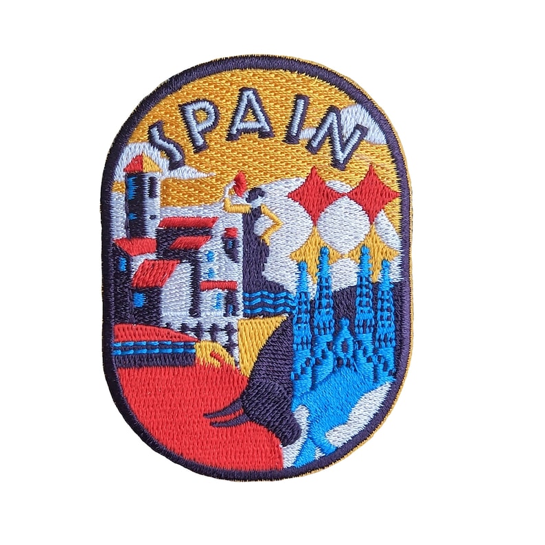 Spain Travel Patch Embroidered Iron on Sew on Badge Souvenir Applique Motif image 1