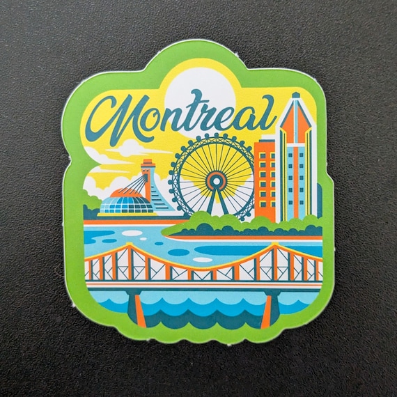 Montreal Canada 3" Vinyl Sticker Decal for Luggage, Waterbottle Laptop Scrapbook Travel Journal Notebook Gift Flag Diary City Country