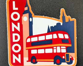 London England 3" Vinyl Sticker, Scrapbook Decal Luggage Waterbottle Laptop Travel Flag City Country
