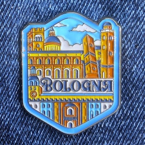Bologna Italien 3,25 &quot;&quot;Emaille Pin, Reisestifte Golden Metal Badge Flair Brosche Revers Soft Pins Geschenk Stadt Land Flagge Reisender
