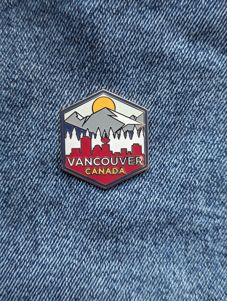Vancouver Kanada Resebröllop, Hård Emaljbröllop, Guld, Metall, Stil, Brosch, Kavajslag, Bröllopsnålar, Resa, Gåva, Hög kvalitet, Topp, Märke, Present bild 1