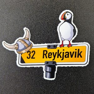 Reykjavik Iceland 3" Vinyl Sticker, Scrapbook Decal Luggage Waterbottle Laptop Travel Flag City Country