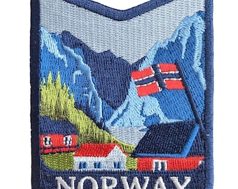 Écusson de voyage Norvège 3" brodé fer à coudre insigne souvenir drapeau ville pays