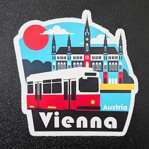 Vienna Austria 3&quot; Vinyl Sticker Decal for Luggage, Waterbottle Laptop Scrapbook Travel Journal Notebook Gift Flag Diary City Country