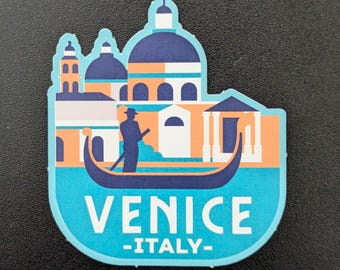Venice Italy 3&quot; Vinyl Sticker Decal for Luggage, Waterbottle Laptop Scrapbook Travel Journal Notebook Gift Flag Diary City Country