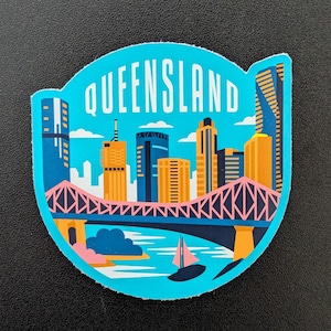 Queensland Australis 3&quot; Vinyl Sticker Decal for Luggage, Waterbottle Laptop Scrapbook Travel Journal Notebook Gift Flag Diary City Country