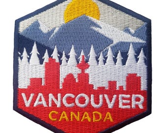 Écusson de voyage Vancouver Canada 3" brodé fer à coudre insigne souvenir drapeau ville pays