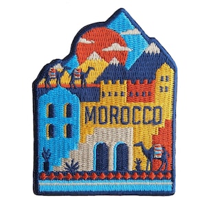Toppa da viaggio Marocco da 3 pollici, ricamata, da stirare o cucire, motivo souvenir
