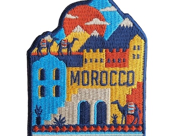 Patch de voyage Maroc 3" brodé fer à coudre insigne souvenir appliqué motif