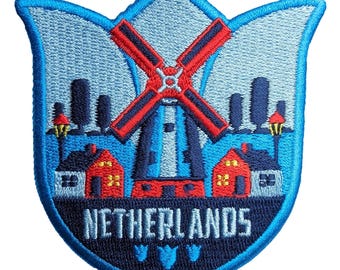 Netherlands 3" Travel Patch Embroidered Iron on Sew on Badge Souvenir Applique Motif Flag City Country
