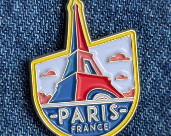 Paris France 1.25" Enamel Pin Travel Badge Pinback Golden Lapel City Country Flag