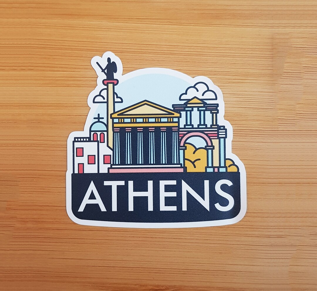 Athens, Greece, Vinyl Sticker, Travel Diary, Luggage Decal, Laptop ...