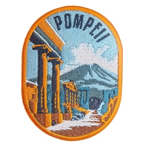 Pompeii Italy 3" Travel Patch Embroidered Iron on Sew on Badge Souvenir Applique Motif Flag City Country