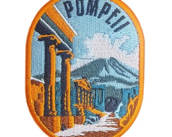 Pompeii Italy 3" Travel Patch Embroidered Iron on Sew on Badge Souvenir Applique Motif Flag City Country
