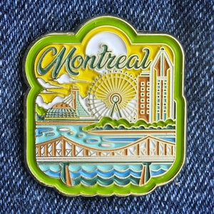 Montreal Canada 1.25&quot; Enamel Pin, Travel Pins Golden Metal Badge Flair Brooch Lapel Soft Pushpin Gift City Country Flag Traveller