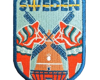 Sweden 3" Travel Patch Embroidered Iron on Sew Badge Souvenir Flag City Country