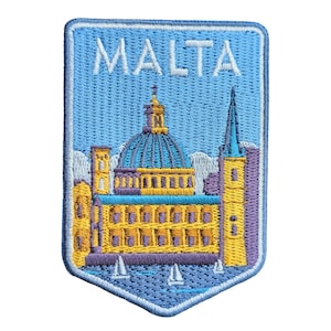 Malta 3&quot; Travel Patch Embroidered Iron on Sew on Badge Souvenir Applique Motif Flag City Country