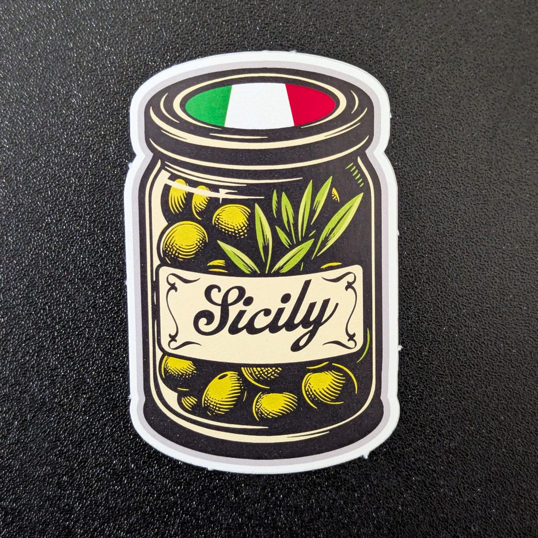 Laptop Decoration Decal Sicily Italy Map - 8 Inch Waterproof Decal