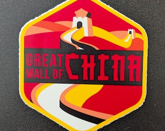 Great Wall of China 3" Vinyl Sticker, Waterproof Scrapbook Decal Luggage Laptop Travel Flag City Country