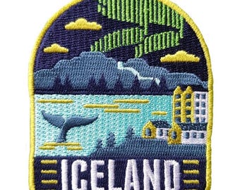 IJsland 3" reispatch geborduurd opstrijkbare badge souvenir appliqué appliqué vlag stad land
