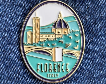 Florence Italy 1.25" Enamel Pin Travel Badge Pinback Golden Lapel City Country Flag