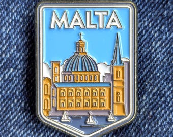 Pin esmaltado de Malta de 1,25", insignia de viaje, pin con solapa dorada, bandera de la ciudad y el país.