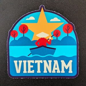 Vietnam 3" vinyl sticker sticker voor bagage, bidon laptop plakboek reisdagboek notebook cadeau vlag dagboek stad land