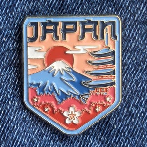 Japan 1.25&quot; Enamel Pin, Travel Pins Golden Metal Badge Flair Brooch Lapel Soft Pushpin Gift City Country Flag Traveller