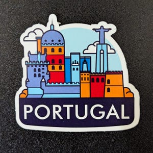 Calcomanía de vinilo de 7,6 cm de Portugal para equipaje, botella de agua, portátil, álbum de recortes, diario de viaje, cuaderno, regalo, bandera, diario, ciudad, país.
