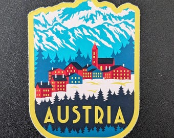 Austria - Pegatina de vinilo de 3" para equipaje de viaje, portátil, cuaderno, diario, regalo, botella de agua, álbum de recortes, bandera del país, ciudad, país