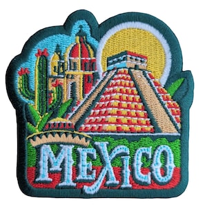Mexico 3" Travel Patch Embroidered Iron on Sew on Badge Souvenir Applique Motif Flag City Country