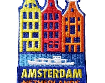 Amsterdam Netherlands 3" Travel Patch Embroidered Iron on Sew Badge Souvenir Flag City Country