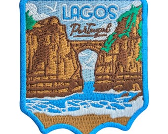 Lagos Portugal 3" Travel Patch Embroidered Iron on Sew on Badge Souvenir Applique Motif Flag City Country