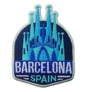 Barcelona Spain 3" Patch Embroidered Iron on Sew Travel Badge Souvenir Applique Motif Flag City Country