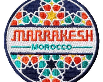 Patch de voyage Marrakech Maroc 3" brodé fer à coudre insigne souvenir