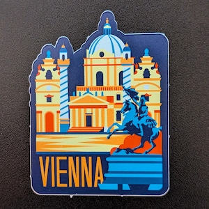Vienna Austria 3&quot; Vinyl Sticker Decal for Luggage, Waterbottle Laptop Scrapbook Travel Journal Notebook Gift Flag Diary City Country