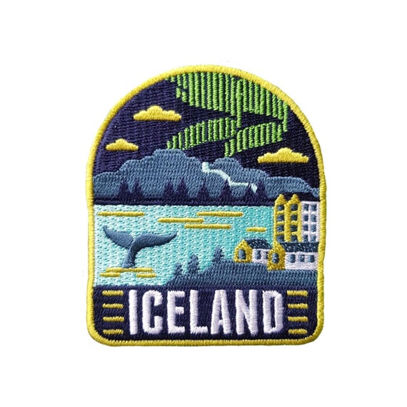 Iceland Travel Patch Embroidered Iron on Sew on Badge Souvenir Applique Motif Flag City Country