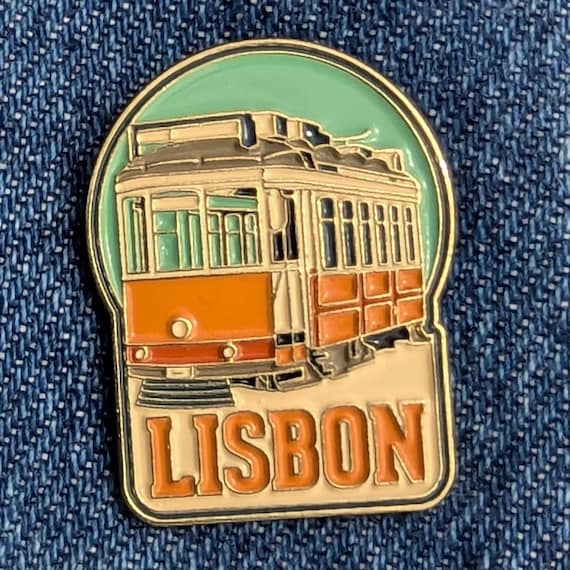 Lisbon Portugal 1.25" Enamel Pin Travel Badge Pinback Golden Lapel City Country Flag