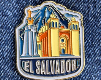 El Salvador 1.25" Enamel Pin Travel Badge Pinback Golden Lapel City Country Flag