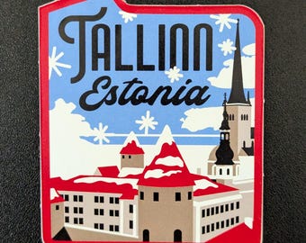 Tallinn Estland 3" vinyl sticker sticker voor bagage, bidon laptop plakboek reisdagboek notebook cadeau vlag dagboek stad land