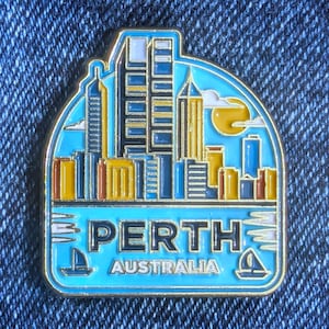 Perth Australia 1.25&quot; Enamel Pin, Travel Pins Golden Metal Badge Flair Brooch Lapel Soft Pushpin Gift City Country Flag Traveller