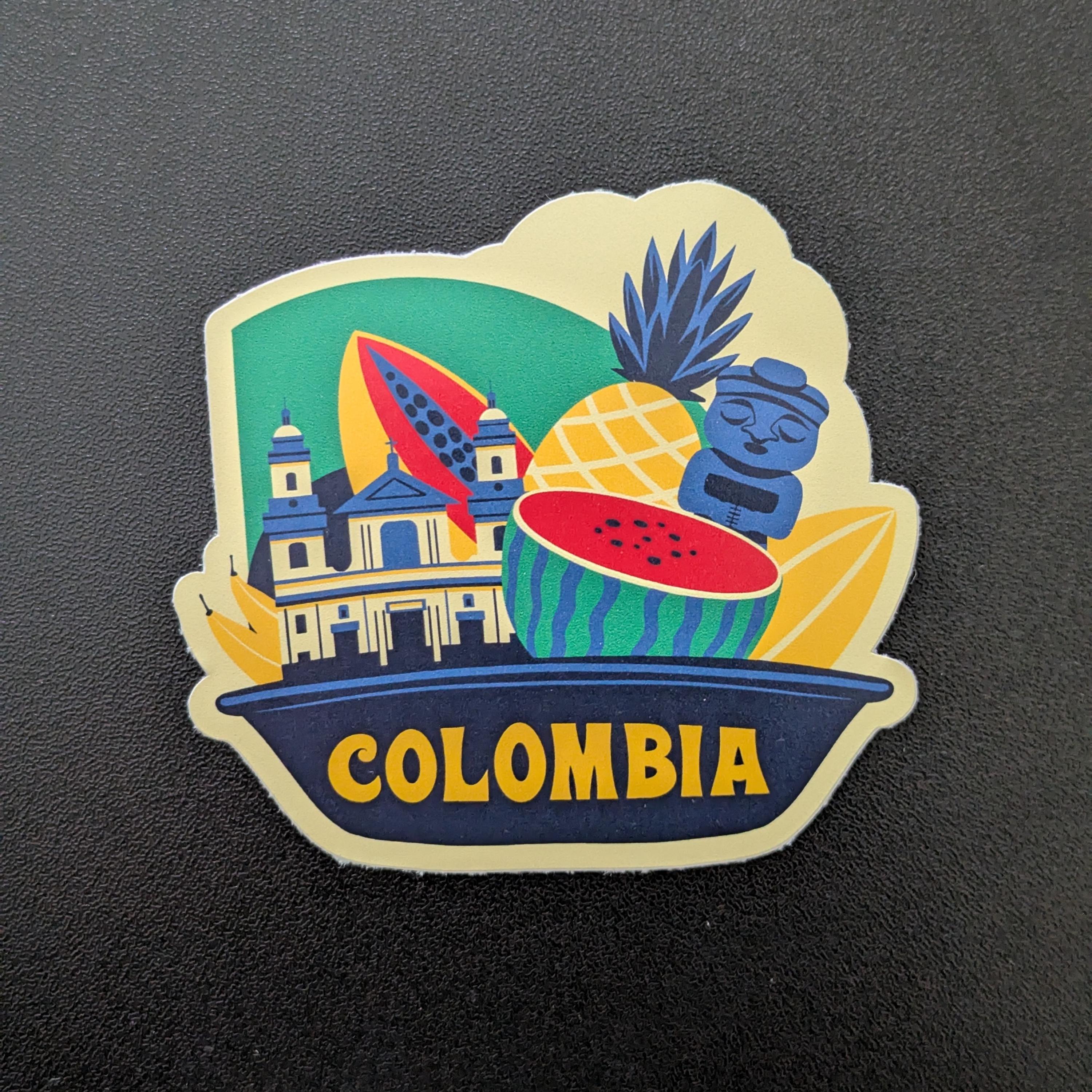 Colombia 3" Vinyl Sticker Decal for Luggage, Waterbottle Laptop Scrapbook Travel Journal Notebook Gift Flag Diary City Country Travellers