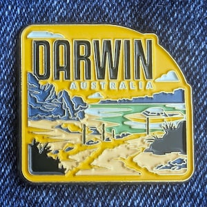 Darwin Australia 1.25&quot; Enamel Pin, Travel Pins Golden Metal Badge Flair Brooch Lapel Soft Pushpin Gift City Country Flag Traveller